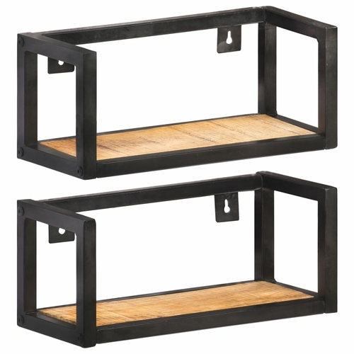 Wall Shelves 2 pcs 15.7" Rough Mango Wood