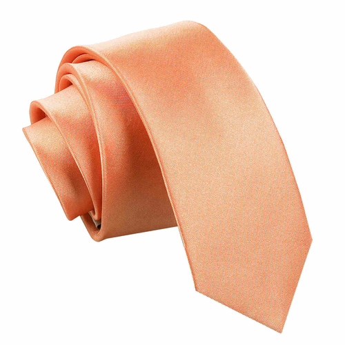 Plain Satin Skinny Tie - Coral