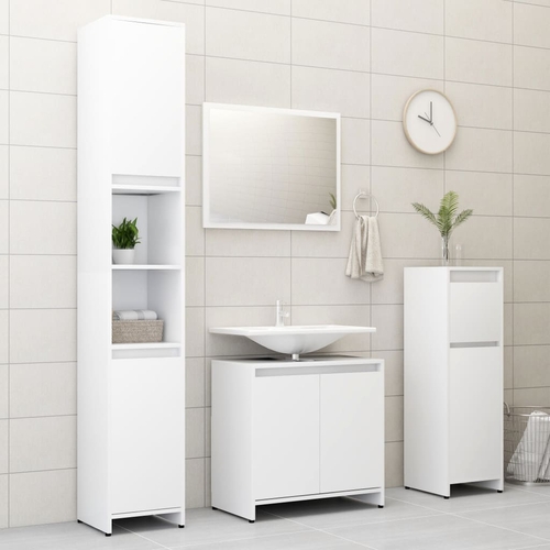 4 Piece Bathroom Furniture Set White Chipboard
