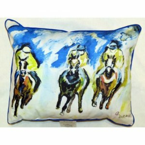 Betsy Drake HJ320 Three Racing Indoor & Outdoor Throw Pillow- 16 x 20
