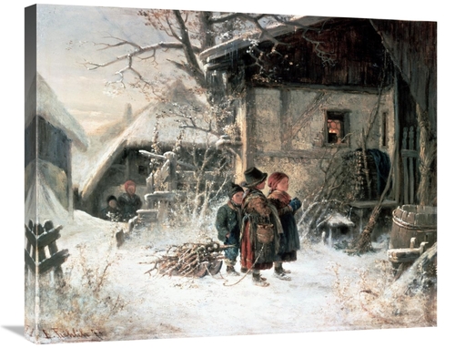 Global Gallery GCS-277607-30-142 30 in. Children in the Snow Art Print