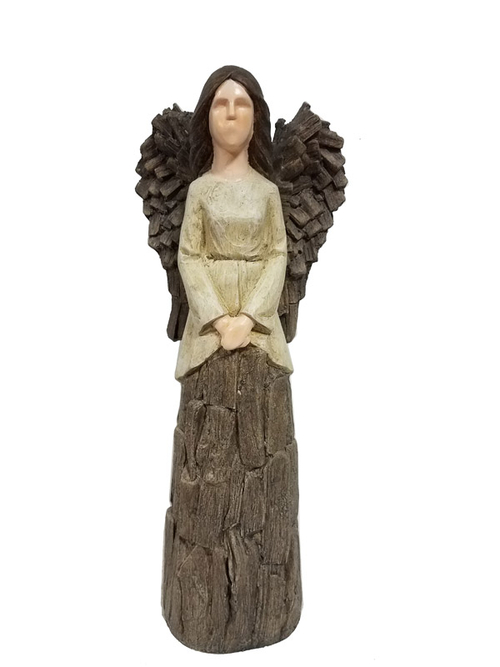 Infinity 8015769 17.32 in. Angel Cement Statue, Brown - Pack of 4
