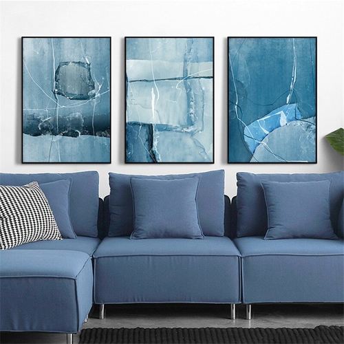 Abstract Wall Art Pictures Nordic Blue