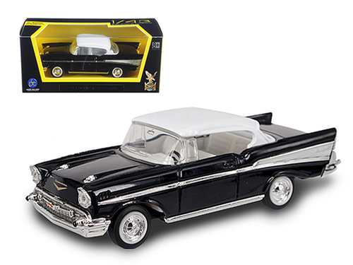 1957 Chevrolet Bel Air Black with White Top 1/43 Diecast Model Car by