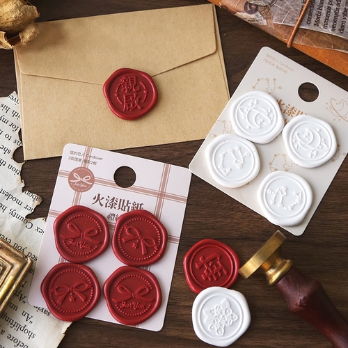 4PCS/PACK Retro Sealing Wax Paster Sticker Marker