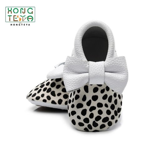 2019 Leopard Horse Hair Bow Baby Girls Boys Shoes