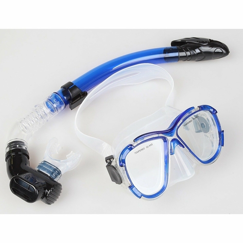 Adult Snorkelling Swimming Diving Mask & Snorkel - Quality Tempered