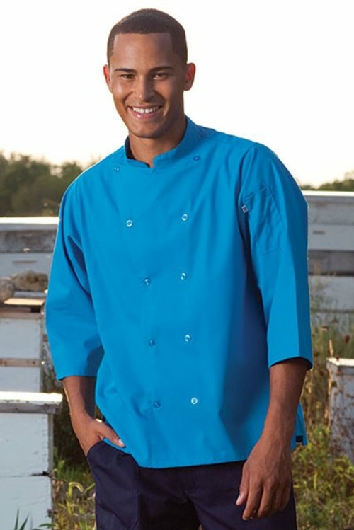 Uncommon Threads 0975-5107 Epic 3/4 Sleeve Chef Shirt in Cobalt - 3XLa
