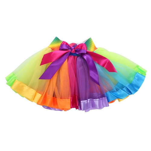 pudcoco 1-8Y Baby Girls Rainbow Tutu Skirt Kids