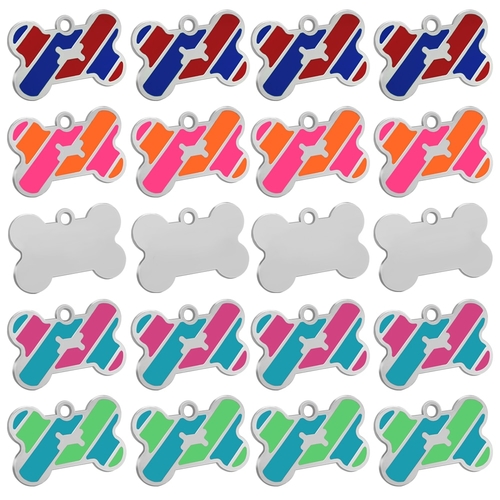 Main 20pcs/lot Dog ID Tag Bone Shape Pet Name Tags Anti image