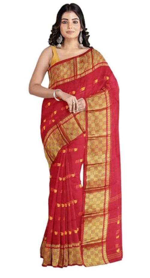 Women'S Tangail Pure Cotton Silk Border Traditional Bengal Handloom