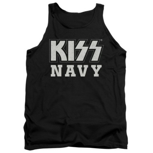 Trevco Kiss-Navy Block Adult Tank Top, Black - Large