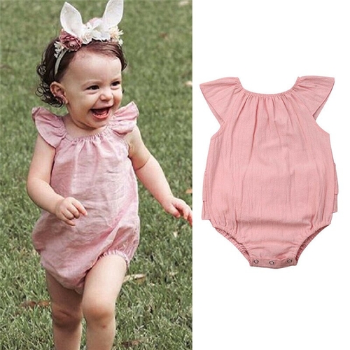 Lovely Newborn Baby Girl Bodysuits Summer Cotton