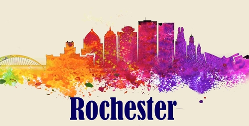 City Of Rochester License Plate Watercolor Art