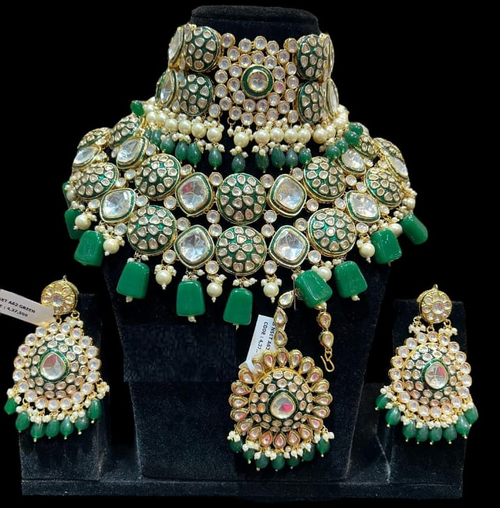 Alloy Gold-plated Green Jewel Set