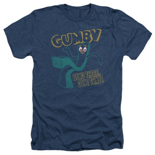 Trevco Gumby-Bend There Adult Heather Tee, Navy - Large