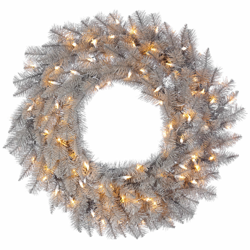 Vickerman A193125LED 24 in. Platinum Fir Wreath with Dura-Lit 50 LED W