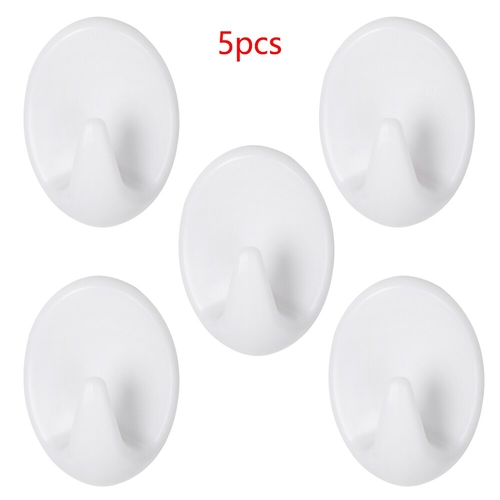 5pcs white Plastic Self adhesive Clothes Hanger