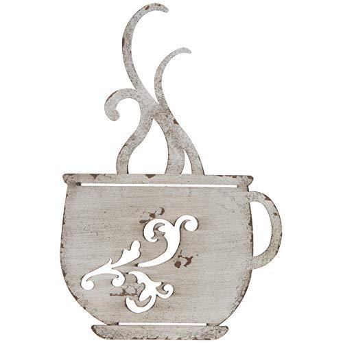 Everydecor Antique White Metal Coffee Cup Wall Decor