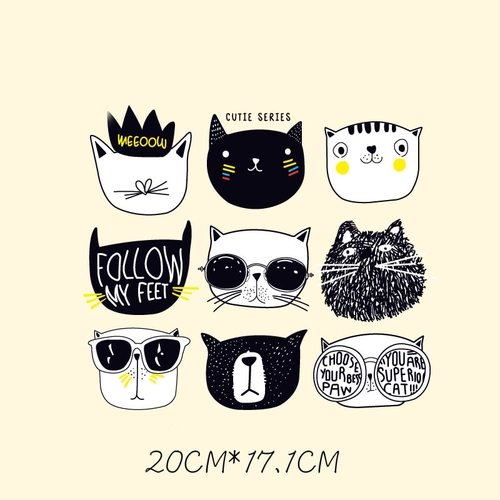 9 Pcs/set Cartoon Black graffiti Cute cat face