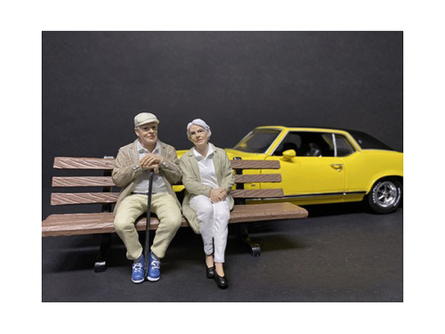 Sitting Old Couple 2 piece Figurine Set for 1/18 Scale Models by