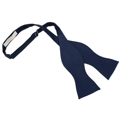 Solid Check Self-Tie Bow Tie - Navy Blue