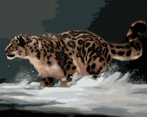 Zuty - Paint by Numbers - LEOPARD IN THE SNOW (D. RUSTY RUST), 40x50