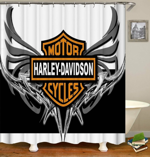 Harley Davidson Metal Wings Shower Curtain