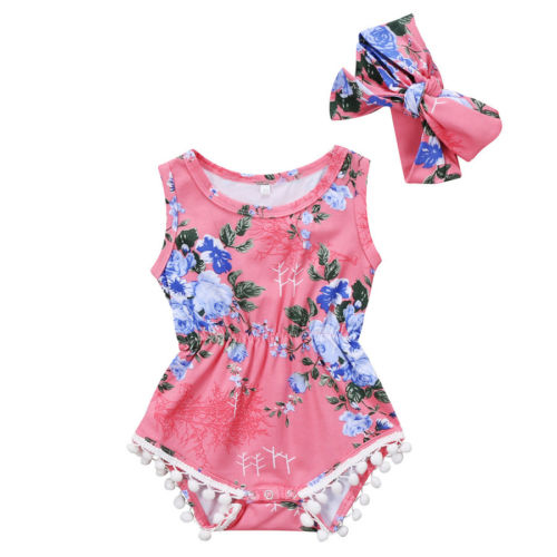 Floral Sleeveless Bodysuits Cotton Jumpsuit