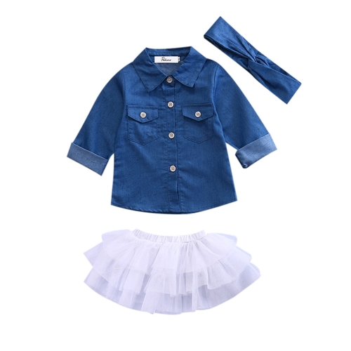 Fashion Toddler Kids Baby Girls Denim Tops T