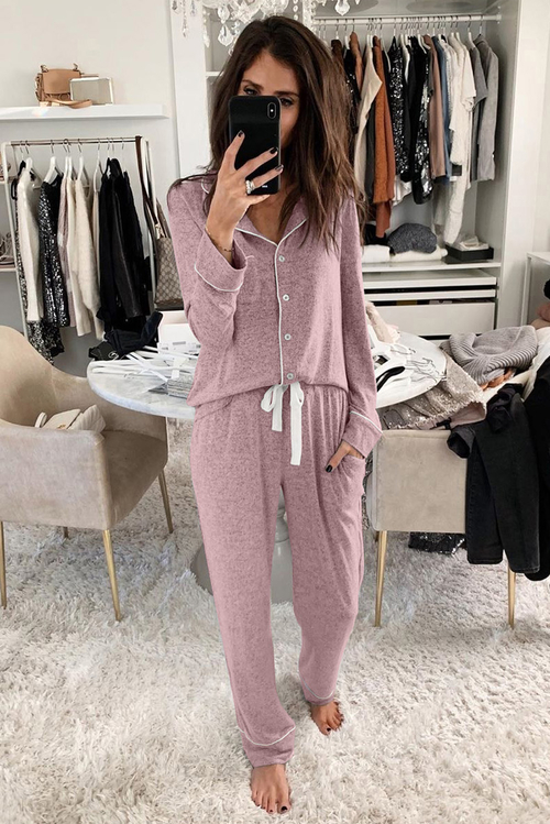 Pink Sound Asleep Button Down Pajama Set