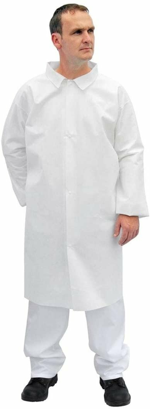 Pack of 1 White Microporous Lab Coat 5XL Size. 50g Disposable Labcoat