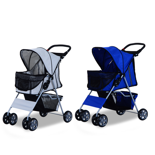 PawHut 4 Wheel Dog Pet Stroller Dog Cat Carrier Folding Sunshade