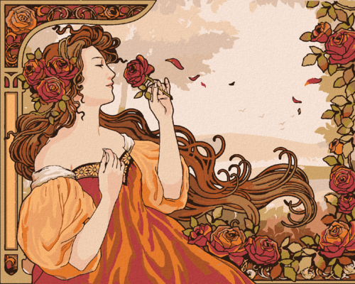 Paint by Numbers - REPRODUCTION WOMAN AND ROSES (ALFONS MUCHA)