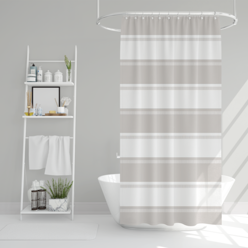 Boston Linen Co. - Stripe Print - Polycotton - Modern Shower Curtain