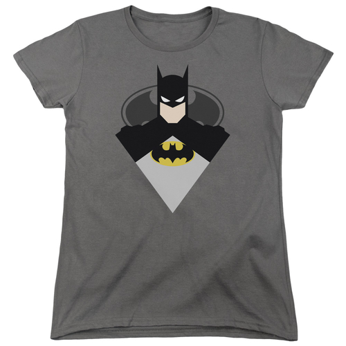 Trevco BM2428-WT-5 Batman & Simple Bat Short Sleeve Cotton Womens T-Sh