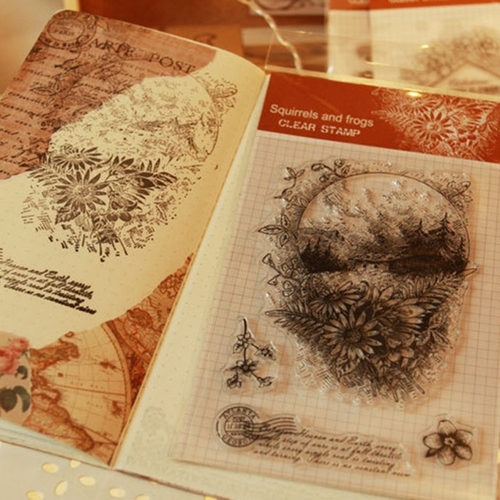 Cute Plant Bottle Stamping Pocket Transparent