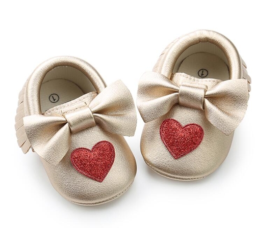 Fashion Bling Heart style PU leather Newborn baby