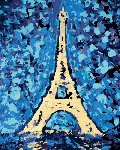 Paint by Numbers - EIFFEL TOWER AND BLUE BACKGROUND