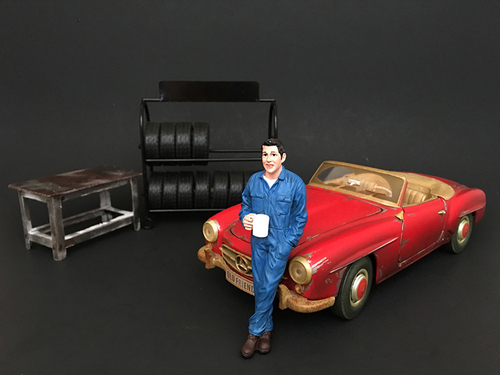 Mechanic Larry Taking Break Figurine for 1/24 Scale Models by American
