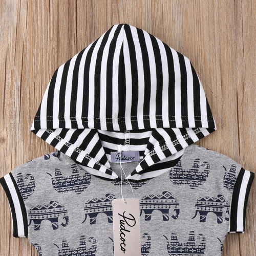 Cute Newborn Kids Baby Boys Girls Hooded Stirped