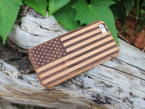 Wood USA Flag iPhone Case