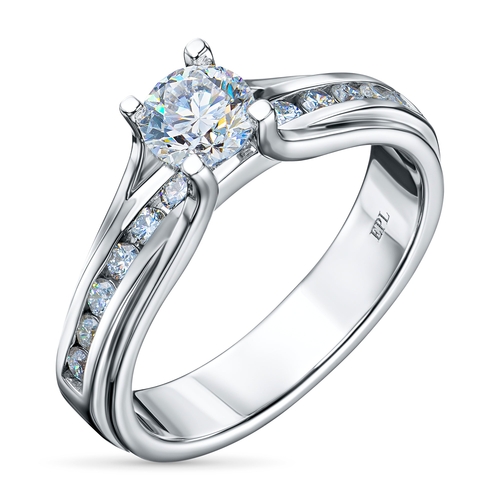 14K White Gold Ring with 14 Round-Cut Lab-Created Diamonds 0.825 CT.TW