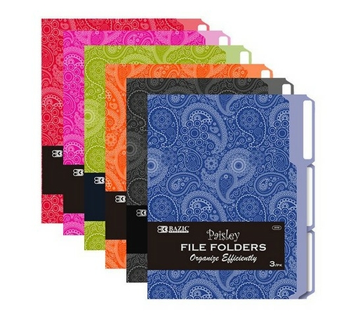 Bazic 3115   1/3 Cut Letter Size Paisley File Folder (3/Pack) Case of 