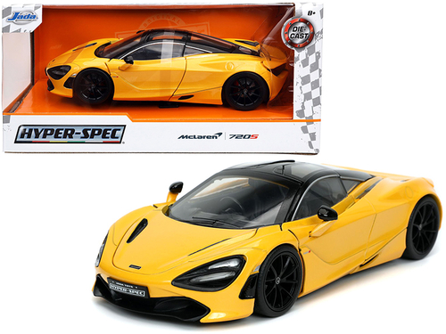 McLaren 720S Yellow with Black Top \Hyper-Spec\" 1/24 Diecast Model