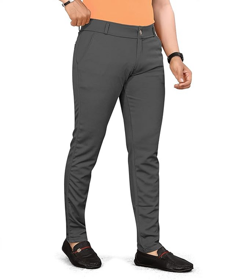 Men's Lycra Blend Trouser Pants (Size-30) (Color-DARK GREY)