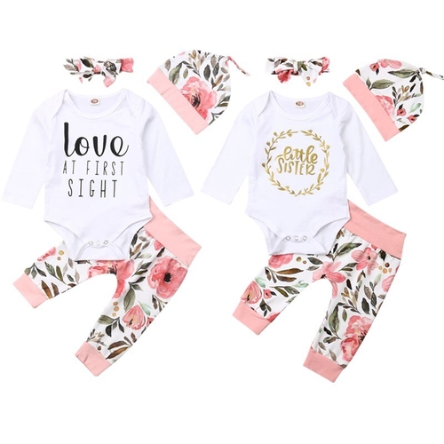 Newborn Infant Baby Girl Clothes Sets 0 24M Letter