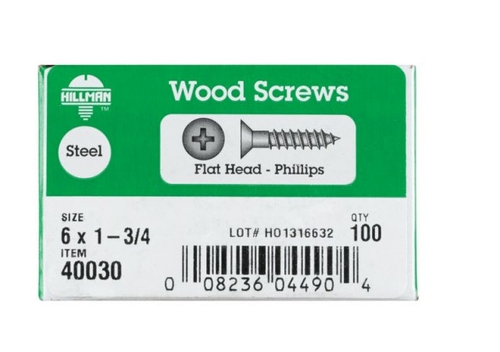 Hillman 40030 6 x 1.75 in. Zinc Plated Steel Flat-Head Phillips Wood S