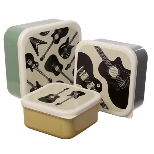 Headstock Guitar Set of 3 Plastic Lunch Boxes (M/L/XL)