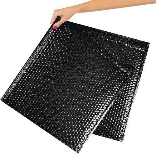 Metallic Black Bubble Mailers 15 x 17, Poly Padded Envelopes Pack of